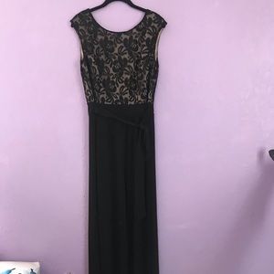 Gorgeous jumpsuit with full cover lace top maxi.